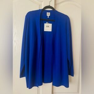 Anne Klein, Vibrant Cobalt Blue, kissing cardigan XL NWT